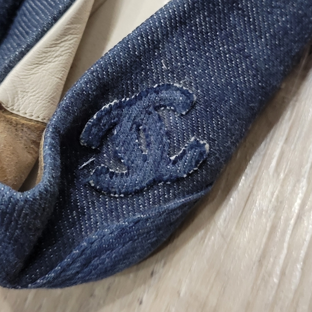 Authentic Chanel Women's Pre-Owned Denim Flats Size US-6.5/EU 37 - Picture 3 of 8